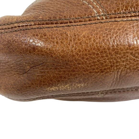 Coach 12917 Hamptons Brown Pleated Leather Hobo Shoulder Bag Zip Top Handbag - Picture 6 of 13